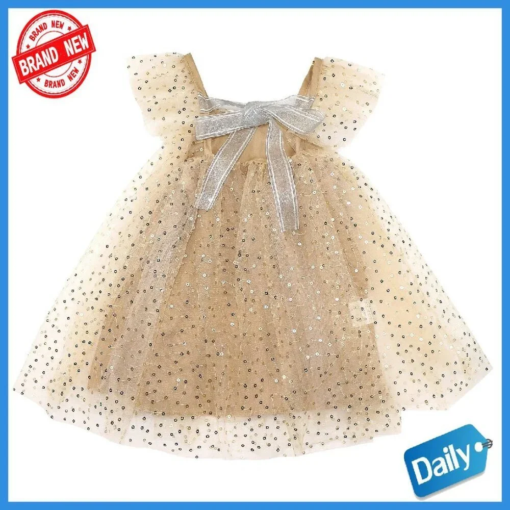 Baby Girls Christmas Tulle Tutu Dress Sleeveless Sequin Layered Size 6M-4T